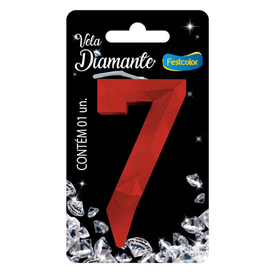 Produto Festcolor - VELA DIAMANTE VERMELHA N° 7