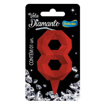 Produto Festcolor - VELA DIAMANTE VERMELHA N° 8
