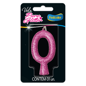VELA PURO GLITTER ROSA N° 0