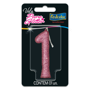 VELA PURO GLITTER ROSA N° 1