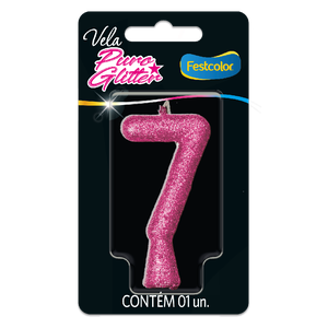VELA PURO GLITTER ROSA N° 7
