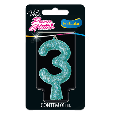 Produto Festcolor - VELA PURO GLITTER TIFFANY N° 3