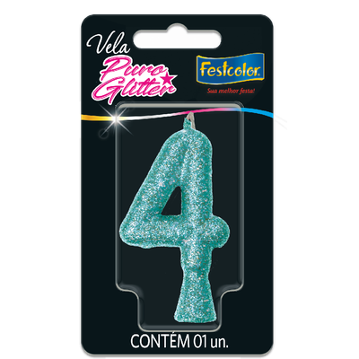 Produto Festcolor - VELA PURO GLITTER TIFFANY N° 4