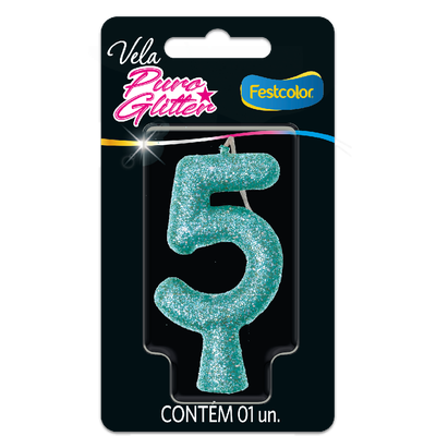 Produto Festcolor - VELA PURO GLITTER TIFFANY N° 5
