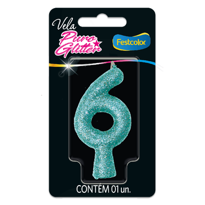 Produto Festcolor - VELA PURO GLITTER TIFFANY N° 6