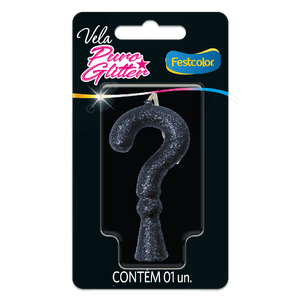 VELA PURO GLITTER PRETA N°INTERROGAÇÃO
