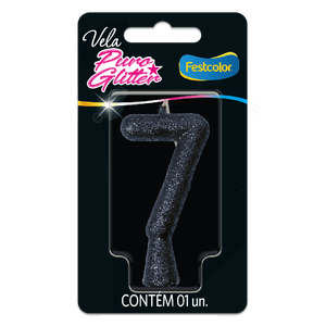 VELA PURO GLITTER PRETA N° 7