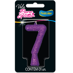 VELA PURO GLITTER ROXA N° 7