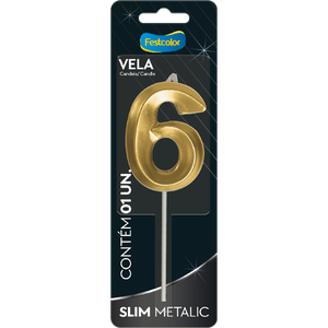 VELA SLIM METALLIC OURO N 6