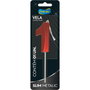 VELA SLIM METALLIC VERMELHA N 1