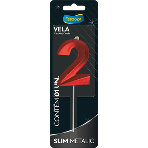 VELA SLIM METALLIC VERMELHA N 2