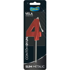 VELA SLIM METALLIC VERMELHA N 4