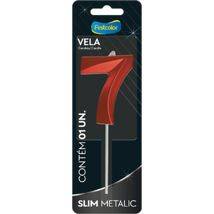 VELA SLIM METALLIC VERMELHA N 7