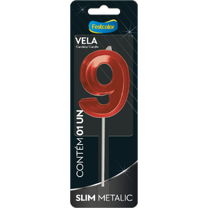 VELA SLIM METALLIC VERMELHA N 9