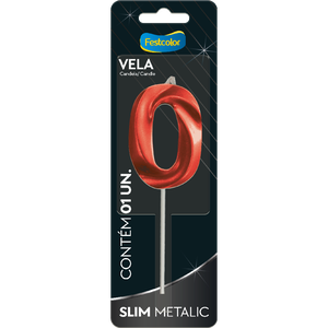 VELA SLIM METALLIC VERMELHA N 0