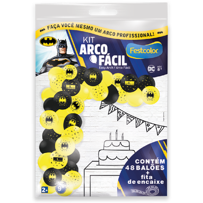 Produto Festcolor - KIT ARCO FÁCIL DE BALÕES BATMAN GEEK