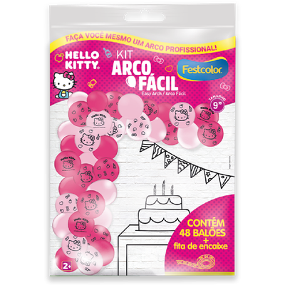 Produto Festcolor - KIT ARCO FÁCIL DE BALÕES HELLO KITTY