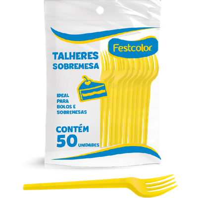 Produto Festcolor - GARFO PLÁSTICO DE SOBREMESA AMARELO