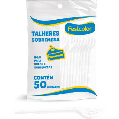 Produto Festcolor - GARFO PLÁSTICO DE SOBREMESA BRANCO