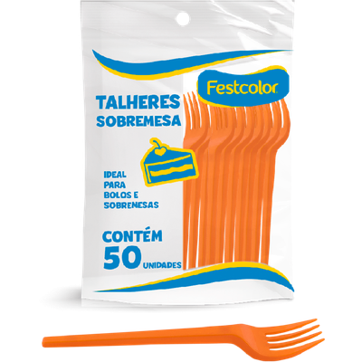 Produto Festcolor - GARFO PLÁSTICO DE SOBREMESA LARANJA