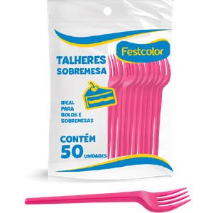 GARFO PLÁSTICO DE SOBREMESA ROSA ESCURO