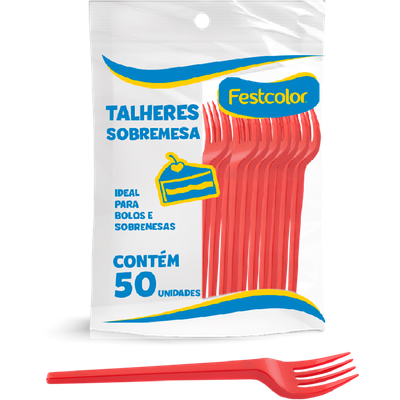 Produto Festcolor - GARFO PLÁSTICO DE SOBREMESA VERMELHO