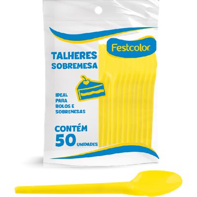 Produto Festcolor - COLHER PLÁSTICA DE SOBREMESA AMARELA