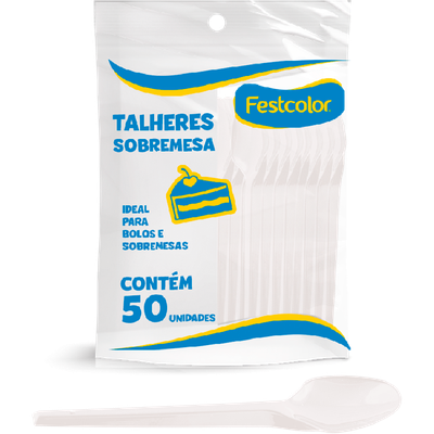 Produto Festcolor - COLHER PLÁSTICA DE SOBREMESA BRANCA