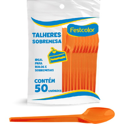Produto Festcolor - COLHER PLÁSTICA DE SOBREMESA LARANJA