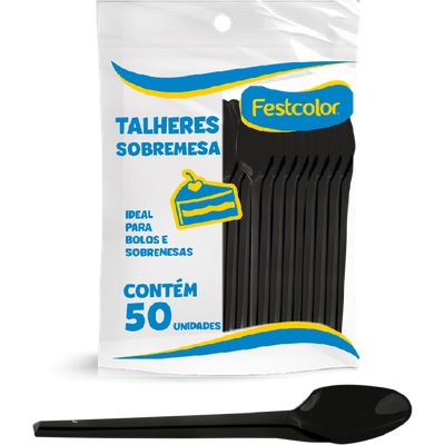 Produto Festcolor - COLHER PLÁSTICA DE SOBREMESA PRETA