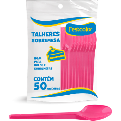Produto Festcolor - COLHER PLÁSTICA DE SOBREMESA ROSA ESCURA