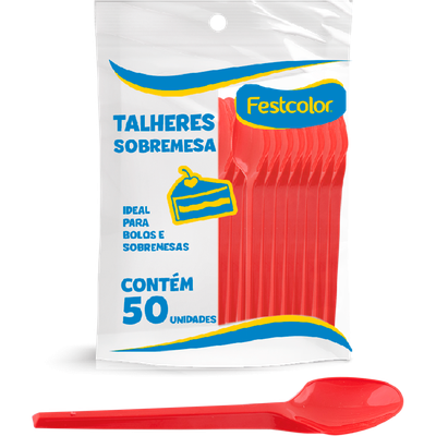 Produto Festcolor - COLHER PLÁSTICA DE SOBREMESA VERMELHA