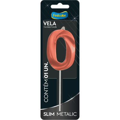Produto Festcolor - VELA SLIM METALLIC COBRE N° 0