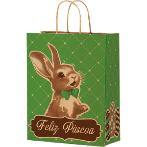 SACOLA DE PAPEL G 33X26X17 PÁSCOA RABBIT