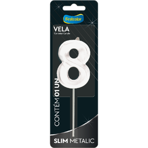 VELA SLIM METALLIC BRANCO N° 8