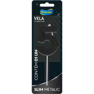 VELA SLIM METALLIC PRETO N° 5