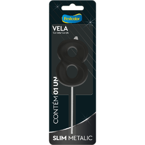 VELA SLIM METALLIC PRETO N° 8
