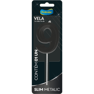 VELA SLIM METALLIC PRETO N° 9