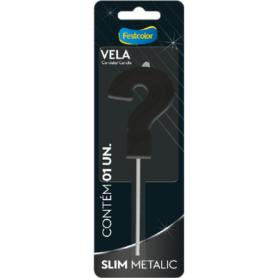 Produto Festcolor - VELA SLIM METALLIC PRETO INTERROGAÇÃO