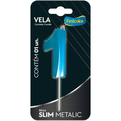 Produto Festcolor - VELA MINI SLIM METALLIC AZUL N 1