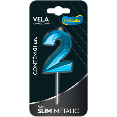 Produto Festcolor - VELA MINI SLIM METALLIC AZUL N 2