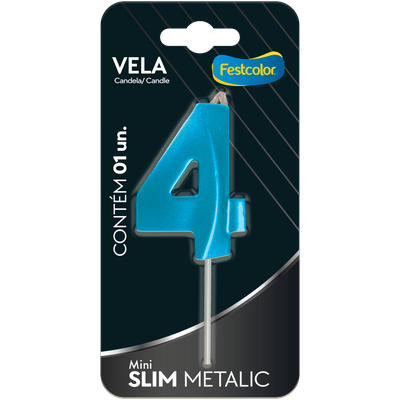 Produto Festcolor - VELA MINI SLIM METALLIC AZUL N 4