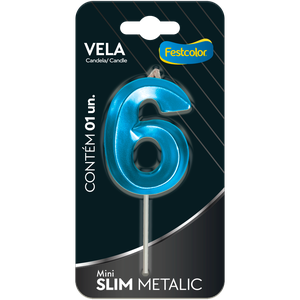 VELA MINI SLIM METALLIC AZUL N 6