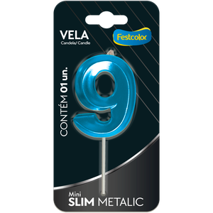 VELA MINI SLIM METALLIC AZUL N 9