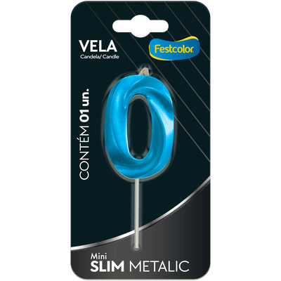 Produto Festcolor - VELA MINI SLIM METALLIC AZUL N 0