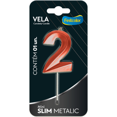 Produto Festcolor - VELA MINI SLIM METALLIC COBRE N 2