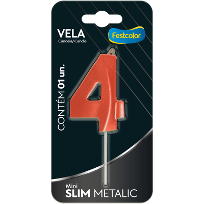 Produto Festcolor - VELA MINI SLIM METALLIC COBRE N 4