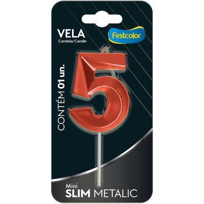 Produto Festcolor - VELA MINI SLIM METALLIC COBRE N 5