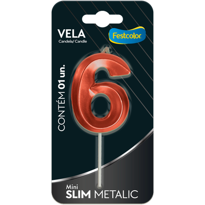 Produto Festcolor - VELA MINI SLIM METALLIC COBRE N 6