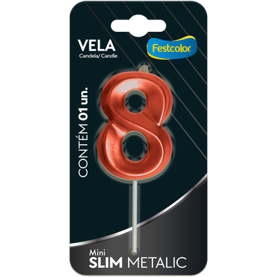 Produto Festcolor - VELA MINI SLIM METALLIC COBRE N 8